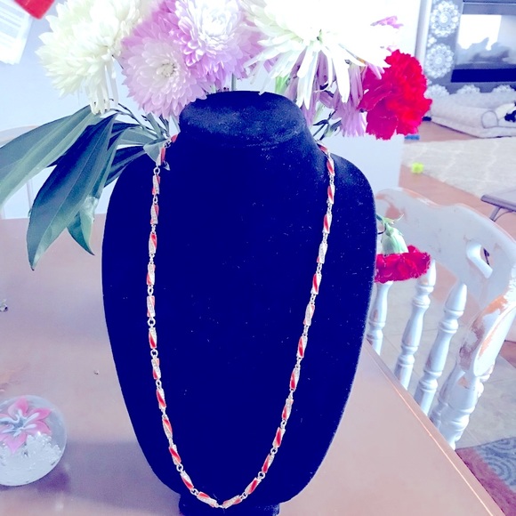 J.Crew Long Coral & Gold Tone Long Necklace - Picture 4 of 6